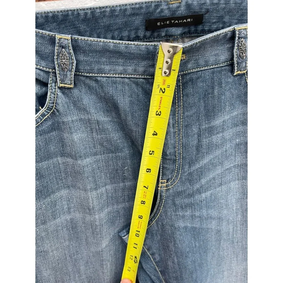 Elie Tahari Womens Mid Rise Bootcut Leg Denim Jeans Blue Sz L/XL - Picture 6 of 13